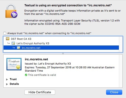 SSL / TLS / HTTPS Enabled, IRC Server Running