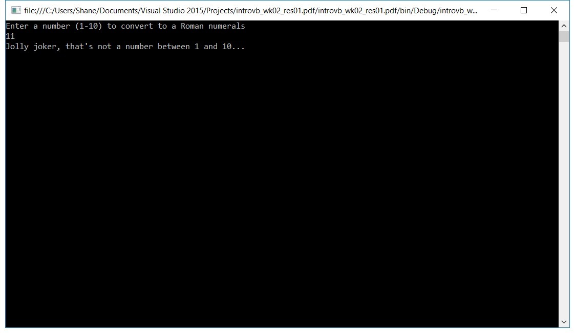 Programming w/ Visual Studio – Week 2