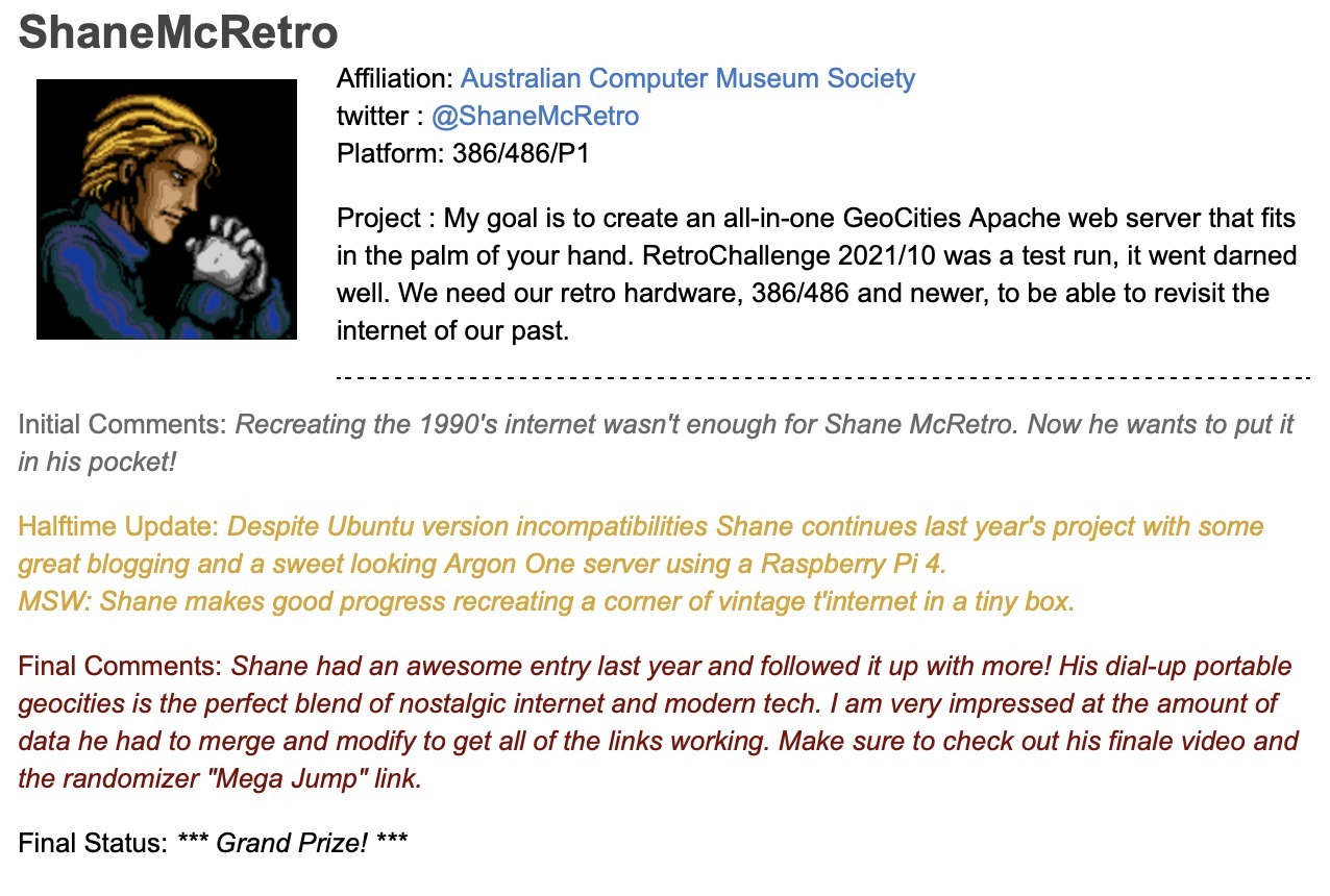 Docker, GeoCities Search, and RetroChallenge 2022/10 Results